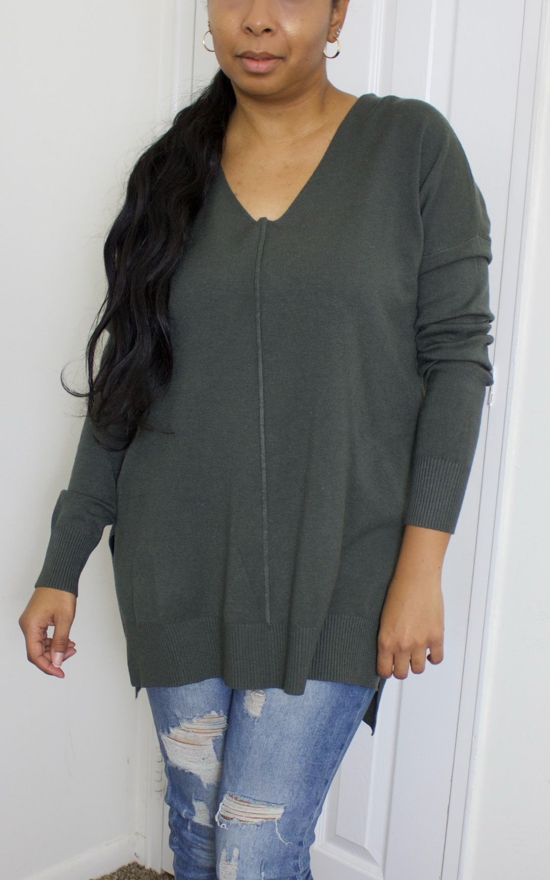 Charlotte V- Neck Hi Low Sweater