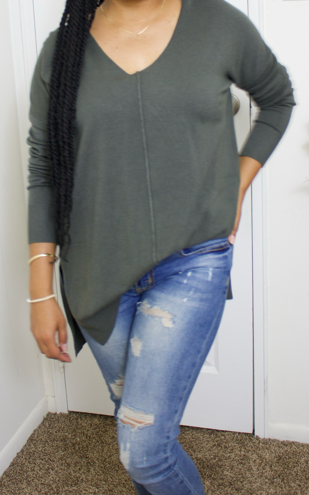 Charlotte V- Neck Hi Low Sweater