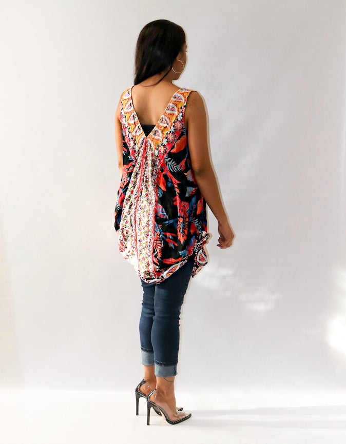 Take Me Away Tropical Dress/Top - Red Multicolor