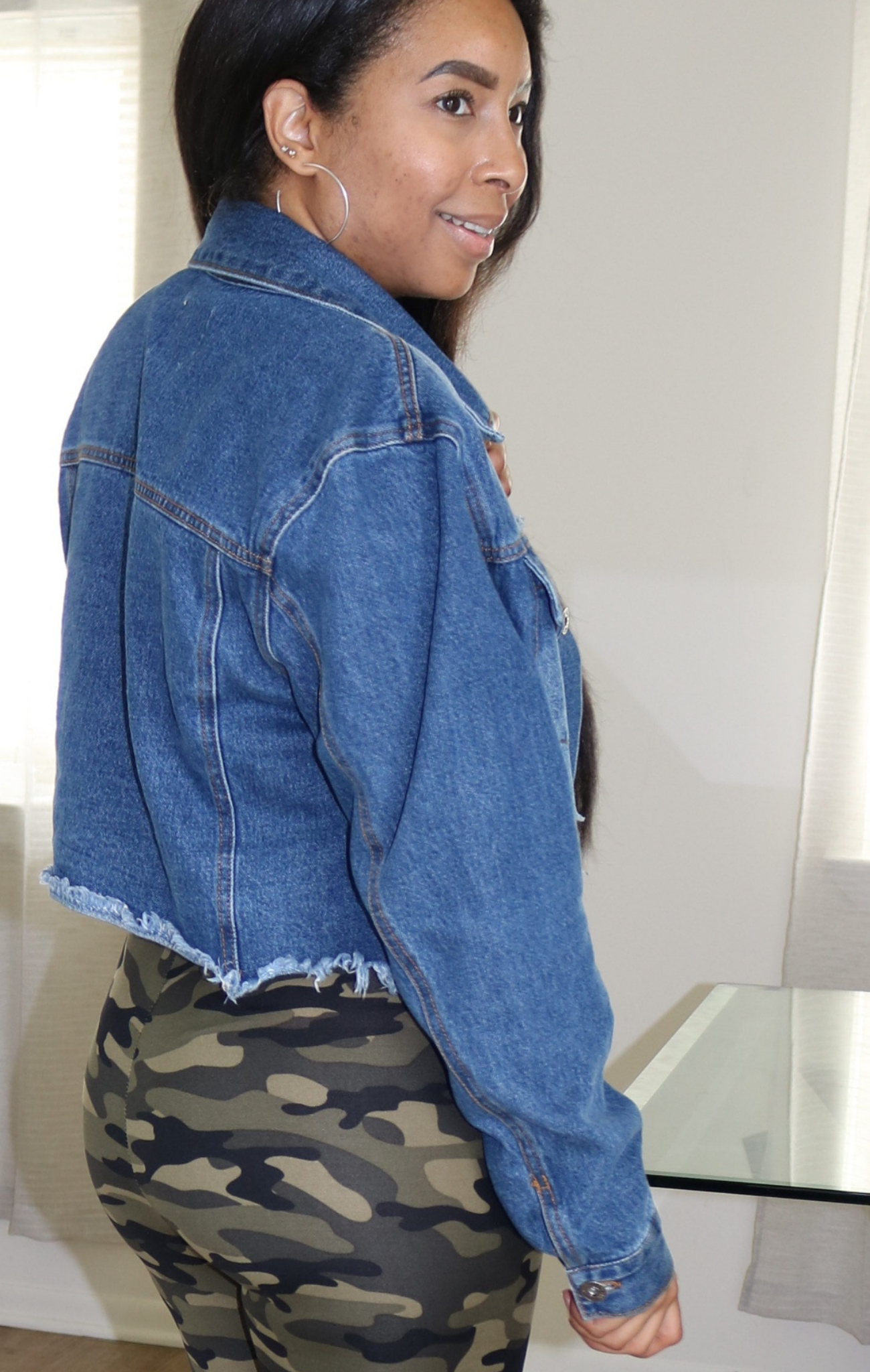 Nyla Distressed Cropped Denim Jacket