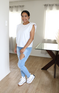 Nora Shoulder Pad Top - White