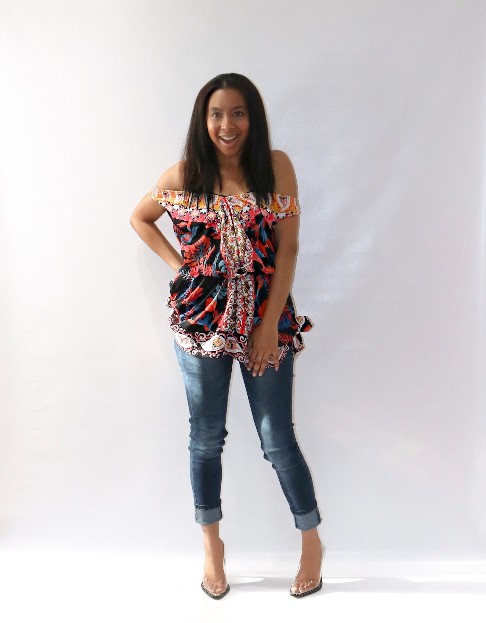 Take Me Away Tropical Dress/Top - Red Multicolor