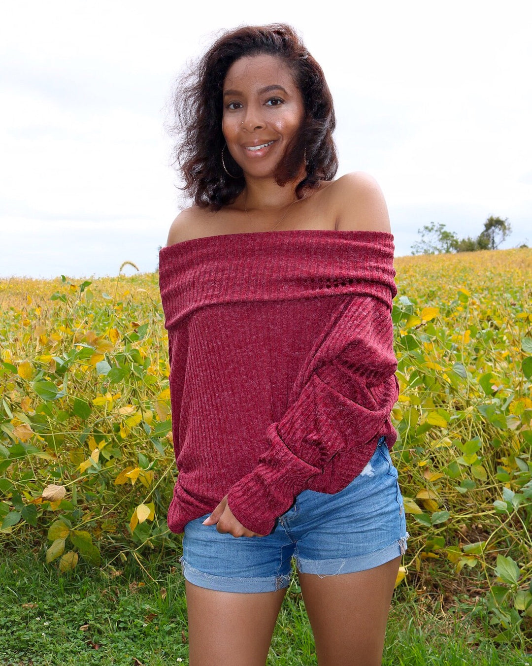 Looking For Attention Cowl Neck Sweater - Burgundy