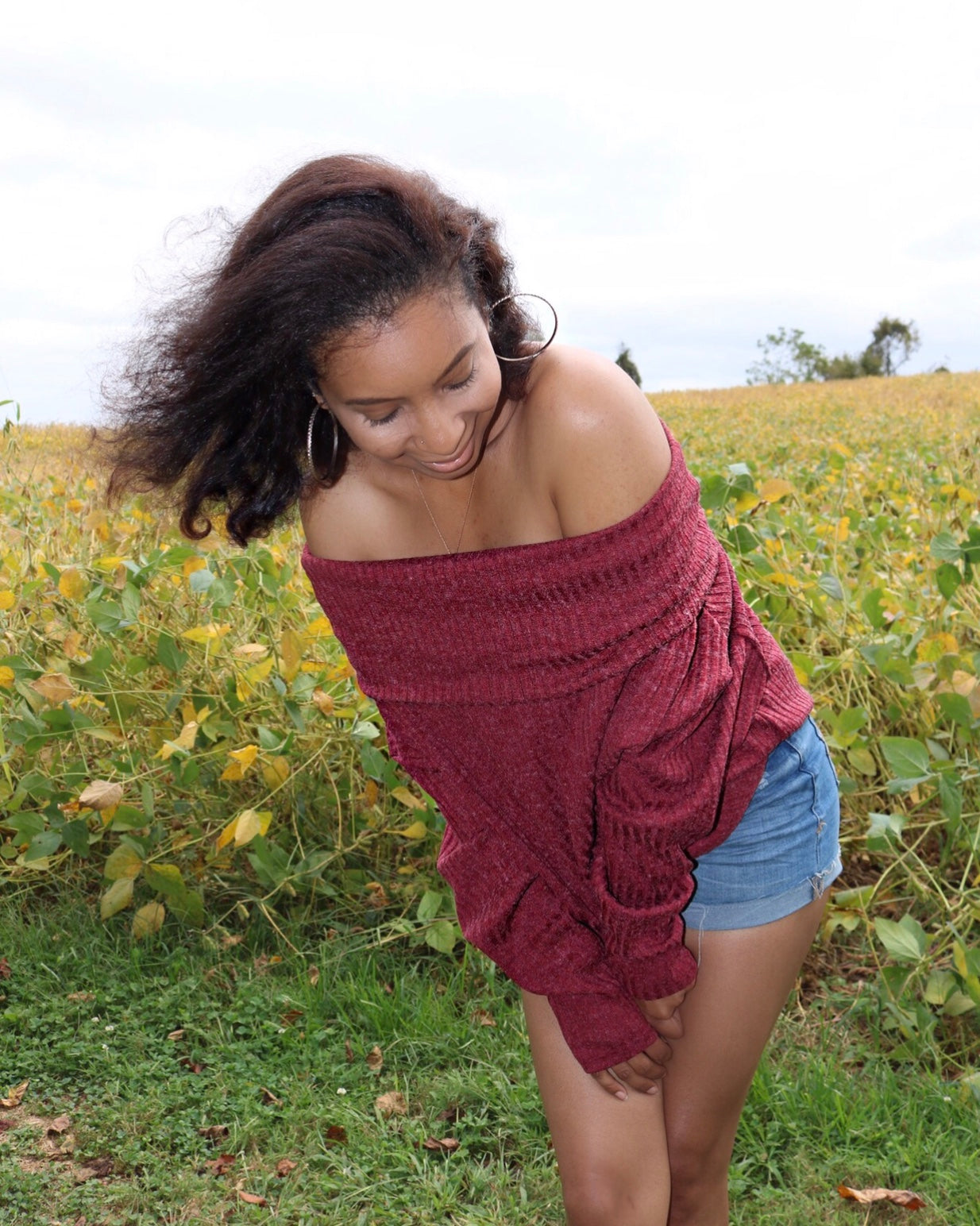 Looking For Attention Cowl Neck Sweater - Burgundy