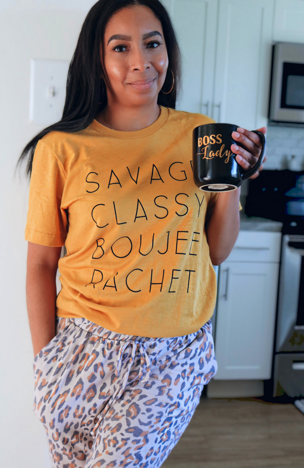 Savage, Classy, Boujee, Rachet Tee - Mustard