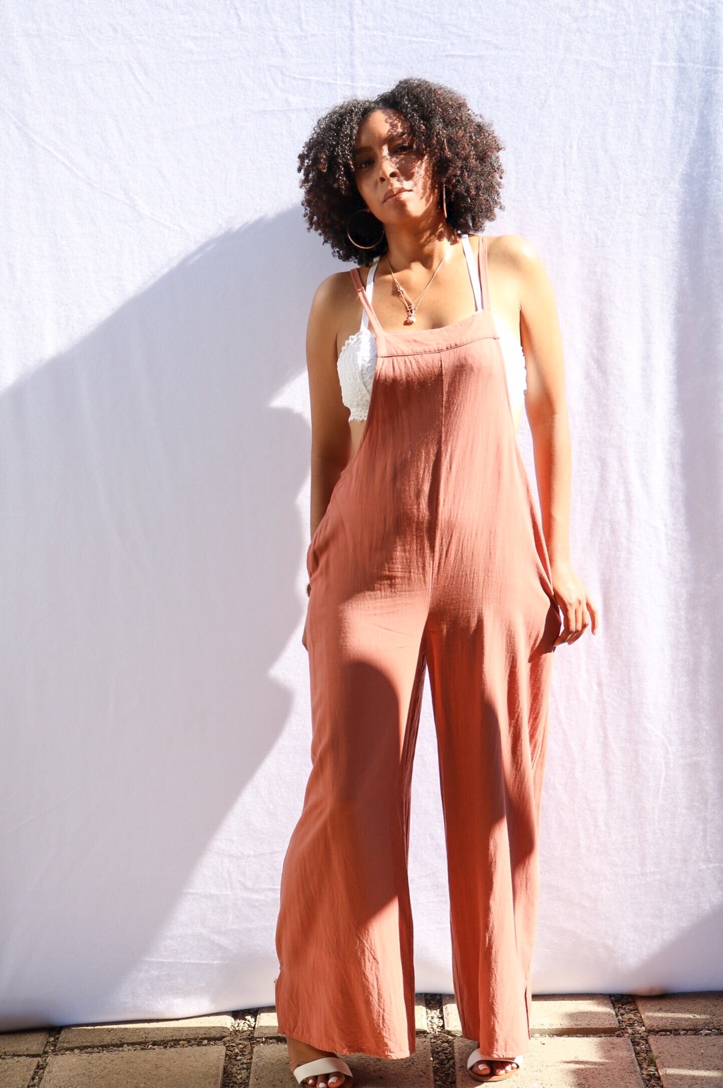 Weekender Wide Leg Jumpsuit - Nude Mauve