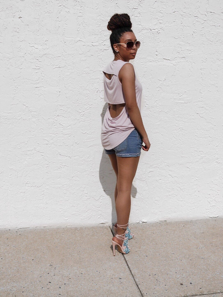 Im So Over It Backless Shirt - Mauve