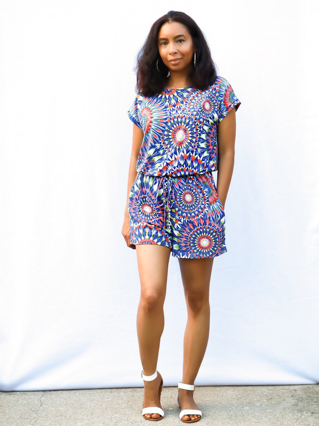 Sunny Day's Tie Dye Romper - Blue Multicolor